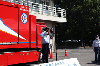 染谷消防団長からの挨拶の写真