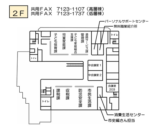市役所2階案内図