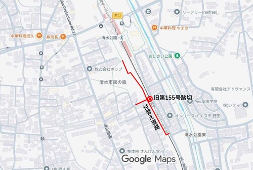 付替え道路の位置図