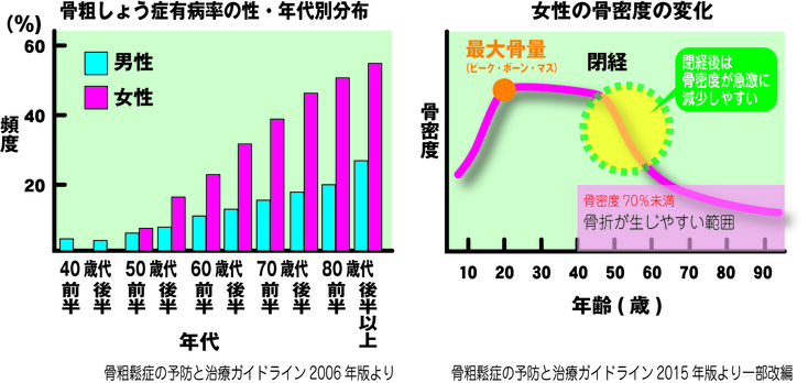 骨粗しょう症の男女別の図