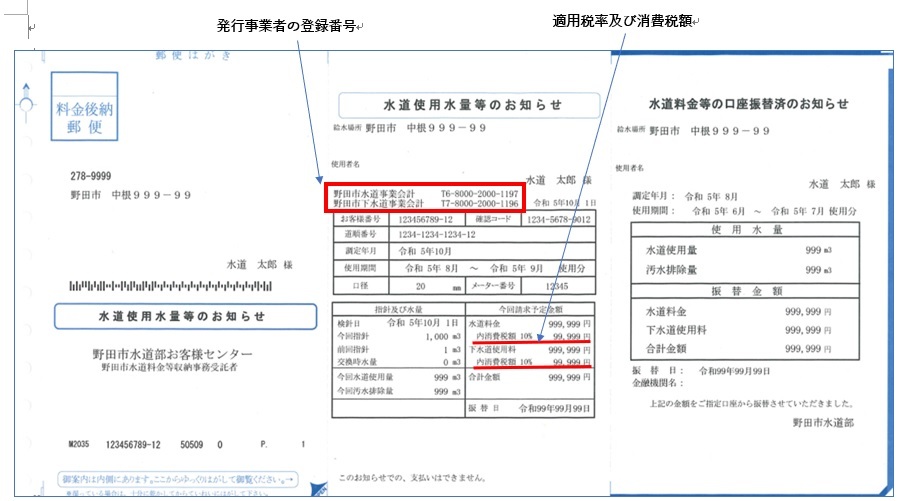 水道使用水量等のお知らせ