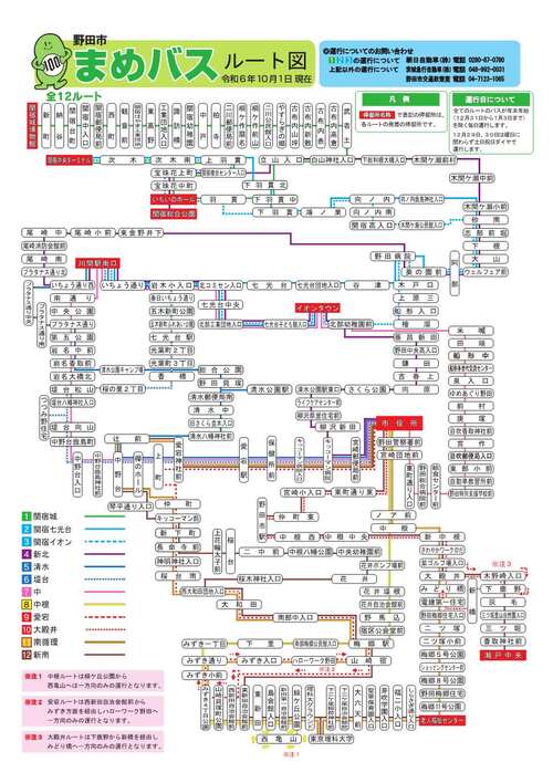 まめバスルート図（簡略版）