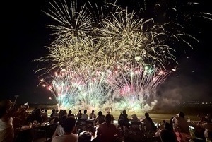 花火を見上げる観客