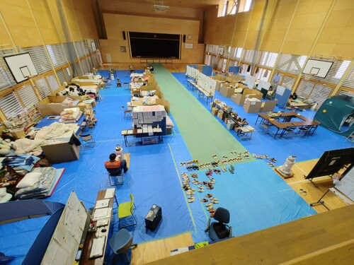能登半島での避難所の様子